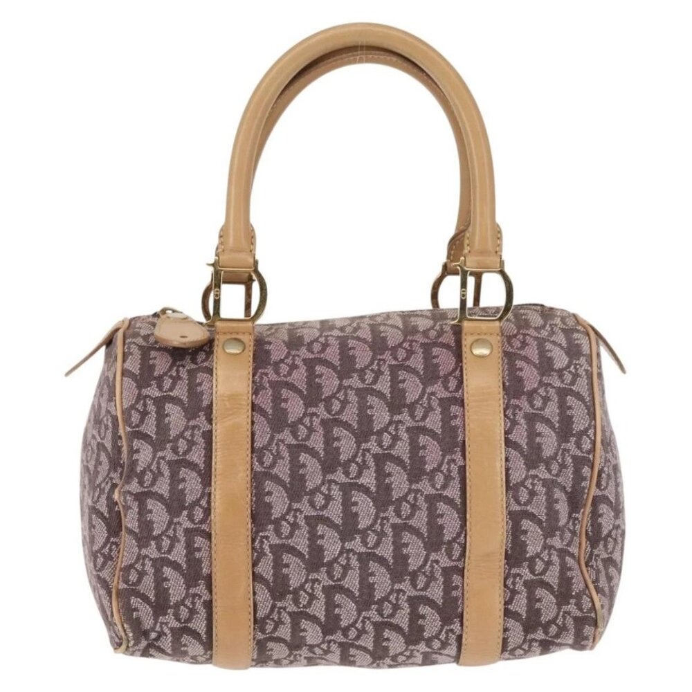 Christian Dior Trotter Canvas Mini Boston Bag Pink Gold Auth 144280 - Picture 2 of 16